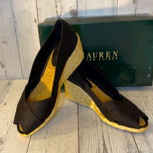 Wedges by Lauren by Ralph Lauren. Beautiful black uppers. Never been worn